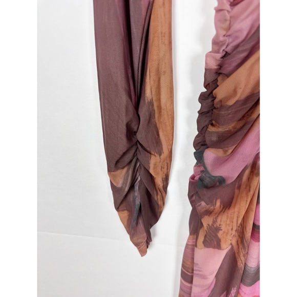 Anthropologie Long-Sleeve Printed Mesh Midi Dress Size Small - Picture 4 of 14